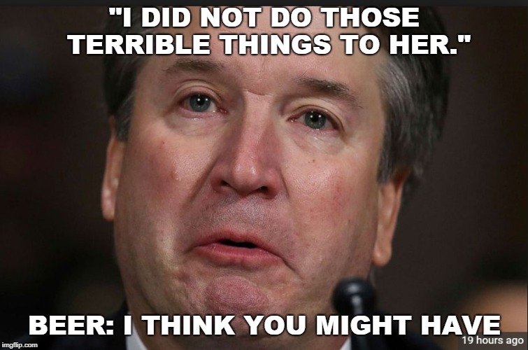 I did not do those things. | "I DID NOT DO THOSE TERRIBLE THINGS TO HER."; BEER: I THINK YOU MIGHT HAVE | image tagged in kavenaugh,beer,terrible,things | made w/ Imgflip meme maker