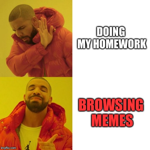 Drake Blank | DOING MY HOMEWORK; BROWSING MEMES | image tagged in drake blank | made w/ Imgflip meme maker
