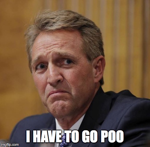 Senator Flake | I HAVE TO GO POO | image tagged in senator flake | made w/ Imgflip meme maker