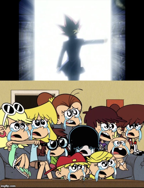 Loud sisters sad about Atem's departure | image tagged in yugioh,the loud house | made w/ Imgflip meme maker