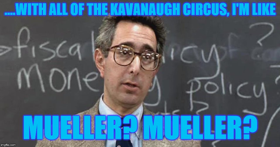 Mueller? | ....WITH ALL OF THE KAVANAUGH CIRCUS, I'M LIKE; MUELLER? MUELLER? | image tagged in brett kavanaugh,mueller | made w/ Imgflip meme maker