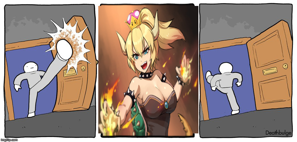 Me when I see bowsette emotes | image tagged in bowsette,deathbuldge | made w/ Imgflip meme maker