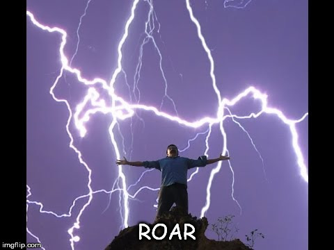 Lightening Man | ROAR | image tagged in lightening man | made w/ Imgflip meme maker