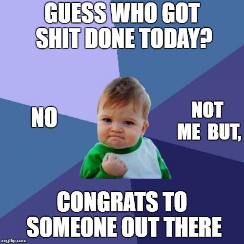 Success Kid Meme | GUESS WHO GOT SHIT DONE TODAY? NOT ME  BUT, NO; CONGRATS TO SOMEONE OUT THERE | image tagged in memes,success kid,random,congrats | made w/ Imgflip meme maker