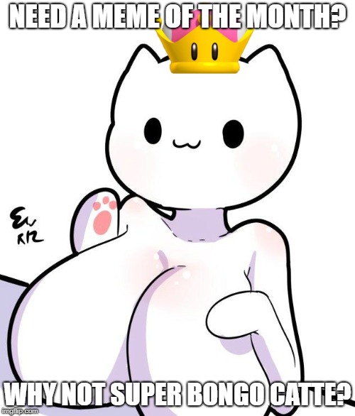 Super Bongo Catte is Meme of the Month | NEED A MEME OF THE MONTH? WHY NOT SUPER BONGO CATTE? | image tagged in super bongo catte,super crown,bongo cat,meme,of the month,memes | made w/ Imgflip meme maker