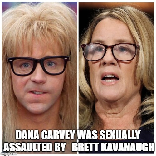 DANA CARVEY WAS SEXUALLY ASSAULTED BY 
 BRETT KAVANAUGH | image tagged in current events,politics | made w/ Imgflip meme maker