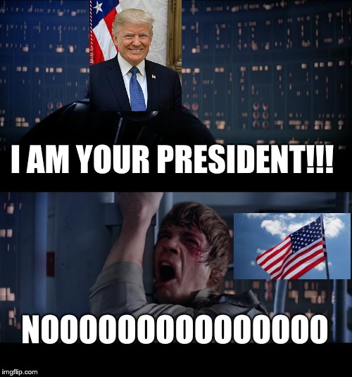 Star Wars No Meme | I AM YOUR PRESIDENT!!! NOOOOOOOOOOOOOOO | image tagged in memes,star wars no,donald trump | made w/ Imgflip meme maker