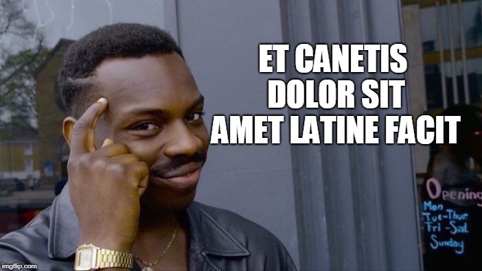 Roll Safe Think About It Meme | ET CANETIS DOLOR SIT AMET LATINE FACIT | image tagged in memes,roll safe think about it | made w/ Imgflip meme maker