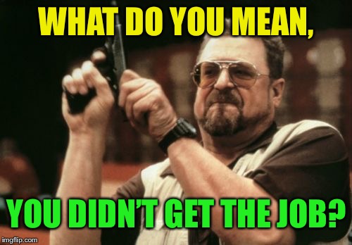 Am I The Only One Around Here Meme | WHAT DO YOU MEAN, YOU DIDN’T GET THE JOB? | image tagged in memes,am i the only one around here | made w/ Imgflip meme maker