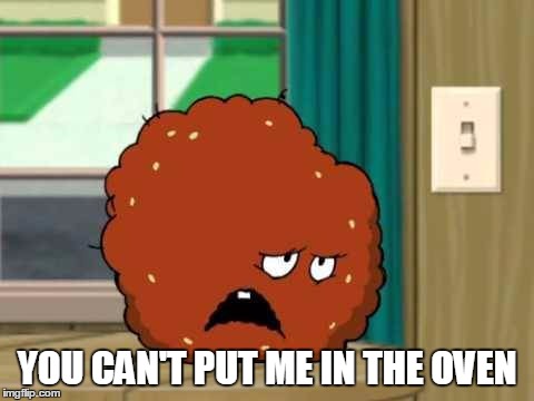 you can't put me in the oven | YOU CAN'T PUT ME IN THE OVEN | image tagged in meatwad | made w/ Imgflip meme maker