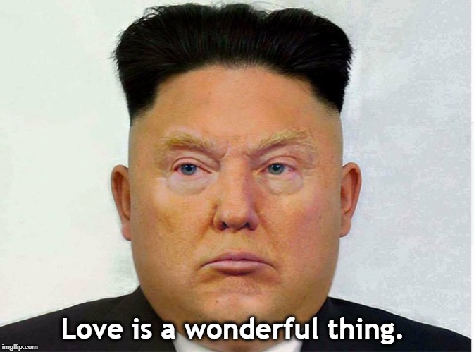 Love is a wonderful thing. | image tagged in donald trump,kim jong un,love | made w/ Imgflip meme maker