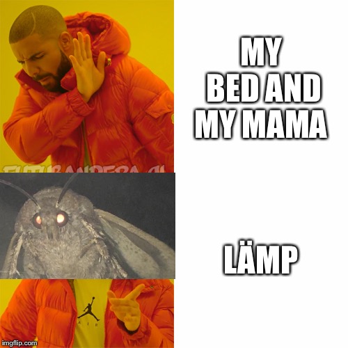 Drake Hotline Bling | MY BED AND MY MAMA; LÄMP | image tagged in drake | made w/ Imgflip meme maker