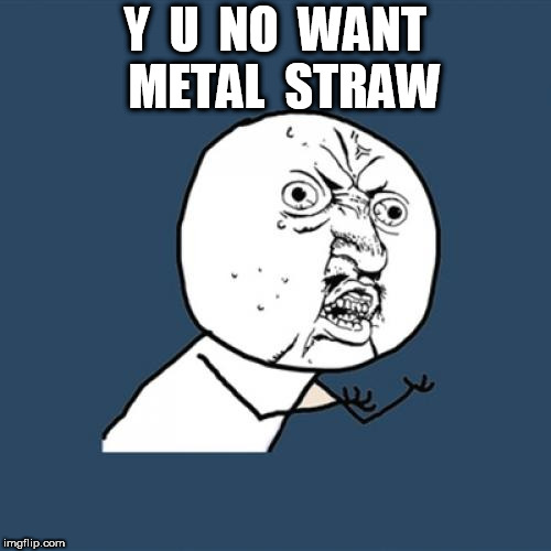 Y U No Meme | Y  U  NO  WANT  METAL  STRAW | image tagged in memes,y u no | made w/ Imgflip meme maker