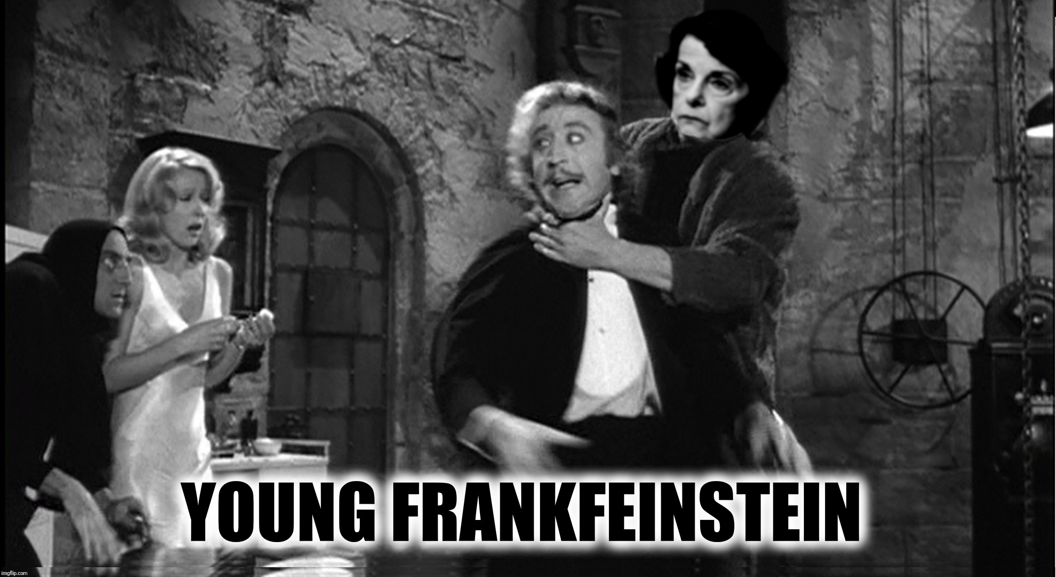 Bad Photoshop Sunday present:  That's FronkFeinsteen! | YOUNG FRANKFEINSTEIN | image tagged in bad photoshop sunday,young frankenstein,dianne feinstein | made w/ Imgflip meme maker