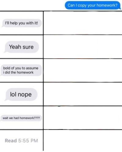can i copy your homework meme template