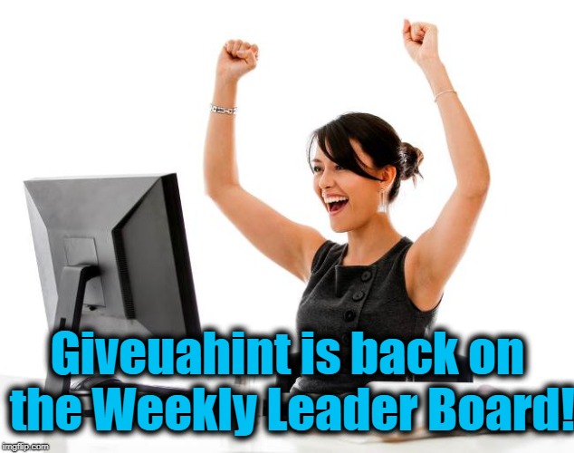 Everything's right in the world again! lol | Giveuahint is back on the Weekly Leader Board! | image tagged in wow | made w/ Imgflip meme maker