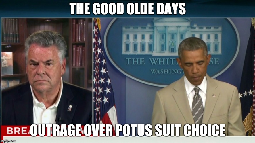 THE GOOD OLDE DAYS; OUTRAGE OVER POTUS SUIT CHOICE | image tagged in obama tan suit | made w/ Imgflip meme maker