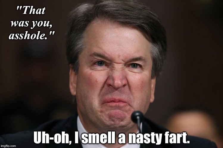 Fart | "That was you, asshole."; Uh-oh, I smell a nasty fart. | image tagged in brett kavanaugh | made w/ Imgflip meme maker