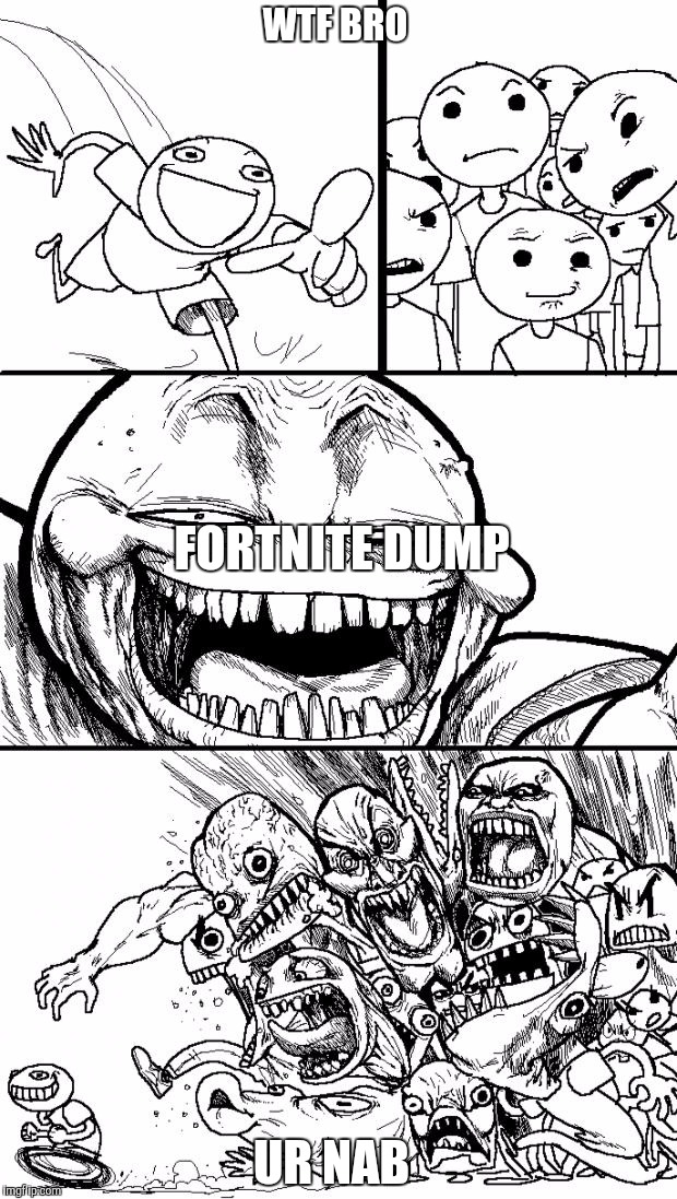 Hey Internet | WTF BRO; FORTNITE DUMP; UR NAB | image tagged in memes,hey internet | made w/ Imgflip meme maker