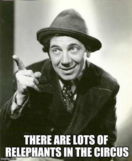 Chico Marx | THERE ARE LOTS OF RELEPHANTS IN THE CIRCUS | image tagged in chico marx | made w/ Imgflip meme maker