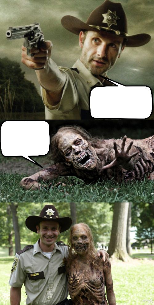 Rick Grimes and zombie Blank Meme Template