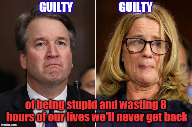 GUILTY                     GUILTY; of being stupid and wasting 8 hours of our lives we'll never get back | image tagged in kavanaugh,brett kavanaugh,funny memes | made w/ Imgflip meme maker