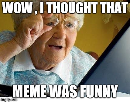 old lady at computer | WOW , I THOUGHT THAT MEME WAS FUNNY | image tagged in old lady at computer | made w/ Imgflip meme maker