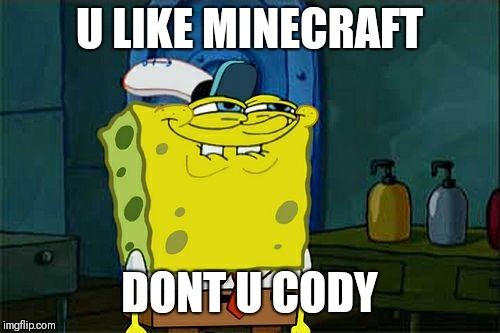 Don't You Squidward Meme | U LIKE MINECRAFT; DONT U CODY | image tagged in memes,dont you squidward | made w/ Imgflip meme maker