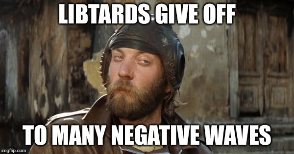 Oddball Kelly's Heroes | LIBTARDS GIVE OFF TO MANY NEGATIVE WAVES | image tagged in oddball kelly's heroes | made w/ Imgflip meme maker
