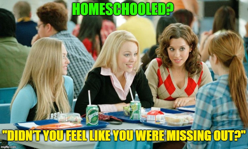 HOMESCHOOLED? "DIDN’T YOU FEEL LIKE YOU WERE MISSING OUT?" | made w/ Imgflip meme maker