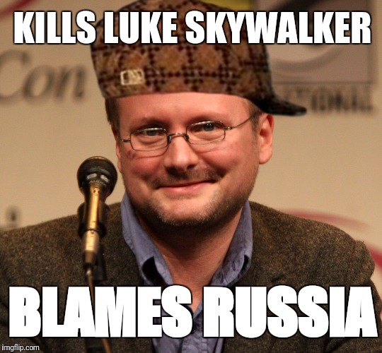 Rian Johnson | KILLS LUKE SKYWALKER; BLAMES RUSSIA | image tagged in rian johnson,scumbag | made w/ Imgflip meme maker