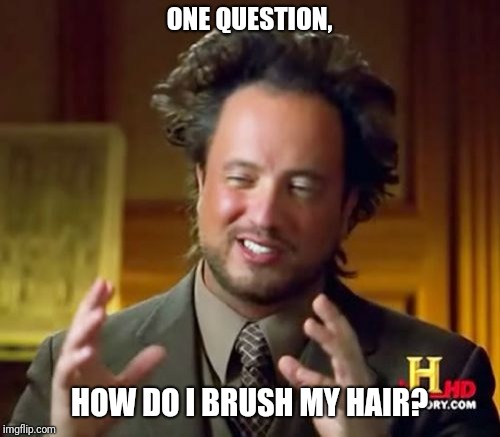 Ancient Aliens | ONE QUESTION, HOW DO I BRUSH MY HAIR? | image tagged in memes,ancient aliens | made w/ Imgflip meme maker