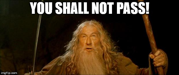 gandalf you shall not pass | YOU SHALL NOT PASS! | image tagged in gandalf you shall not pass | made w/ Imgflip meme maker