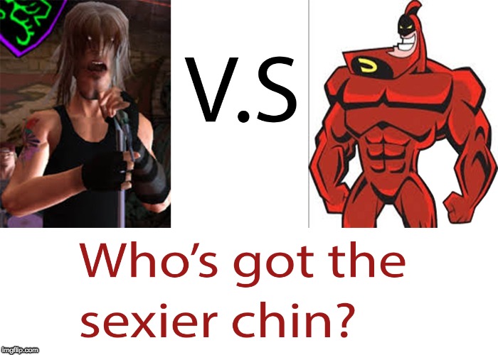Who's got the sexier chin? | image tagged in guitar hero 3,legends of rock,chin,crimson chin,fairly odd parents,sexy | made w/ Imgflip meme maker