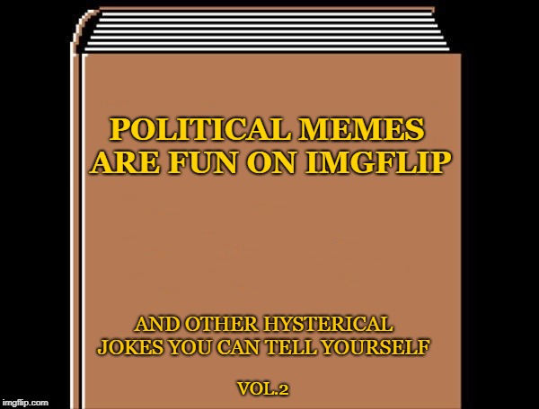 silly book title | POLITICAL MEMES ARE FUN ON IMGFLIP; AND OTHER HYSTERICAL JOKES YOU CAN TELL YOURSELF; VOL.2 | image tagged in book title,silly | made w/ Imgflip meme maker