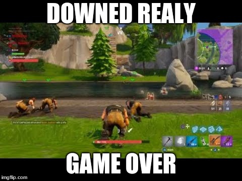  DOWNED REALY; GAME OVER | image tagged in fortnite | made w/ Imgflip meme maker