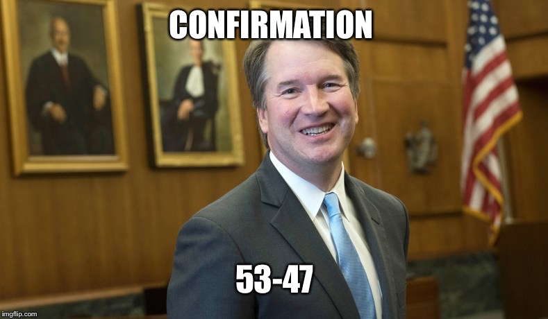 Brett Kavanaugh | CONFIRMATION 53-47 | image tagged in brett kavanaugh | made w/ Imgflip meme maker