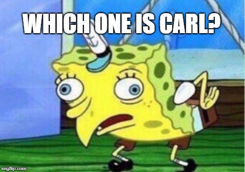Mocking Spongebob Meme | WHICH ONE IS CARL? | image tagged in memes,mocking spongebob | made w/ Imgflip meme maker