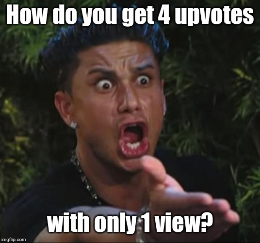 DJ Pauly D Meme | How do you get 4 upvotes with only 1 view? | image tagged in memes,dj pauly d | made w/ Imgflip meme maker