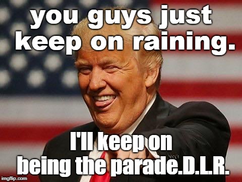 remember when david lee roth said those other guys could keep on raining ? | you guys just keep on raining. I'll keep on being the parade.D.L.R. | image tagged in van halen,david lee roth,teflon donald trump | made w/ Imgflip meme maker