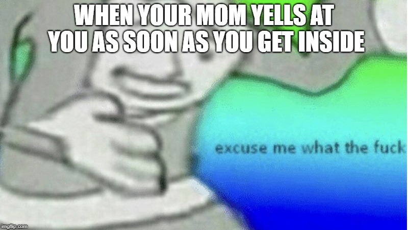 WHEN YOUR MOM YELLS AT YOU AS SOON AS YOU GET INSIDE | image tagged in oof | made w/ Imgflip meme maker