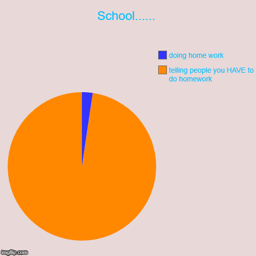 School...... | telling people you HAVE to do homework, doing home work | image tagged in funny,pie charts | made w/ Imgflip chart maker