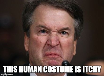 Angry Kavanaugh | THIS HUMAN COSTUME IS ITCHY | image tagged in angry kavanaugh | made w/ Imgflip meme maker