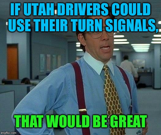 That Would Be Great Meme | IF UTAH DRIVERS COULD  USE THEIR TURN SIGNALS, THAT WOULD BE GREAT | image tagged in memes,that would be great,driving,bad drivers | made w/ Imgflip meme maker