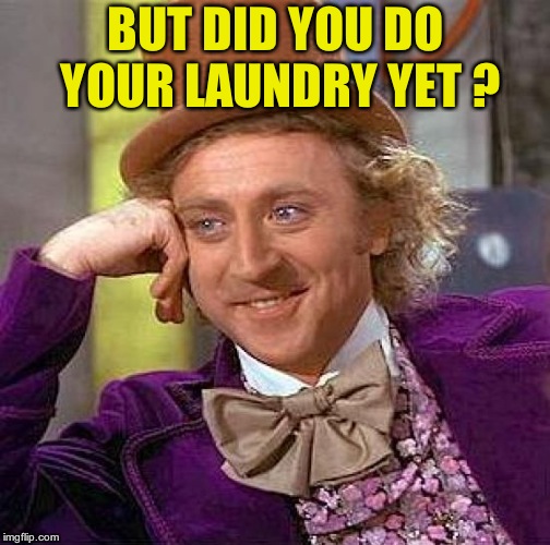 Creepy Condescending Wonka Meme | BUT DID YOU DO YOUR LAUNDRY YET ? | image tagged in memes,creepy condescending wonka | made w/ Imgflip meme maker