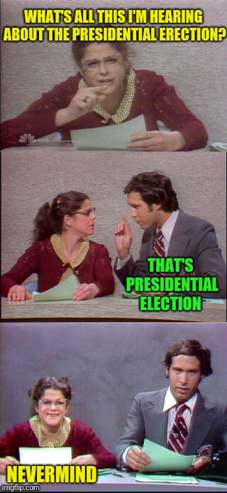 WHAT'S ALL THIS I'M HEARING ABOUT THE PRESIDENTIAL ERECTION? NEVERMIND THAT'S PRESIDENTIAL ELECTION | made w/ Imgflip meme maker