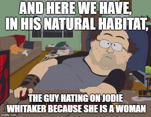 Can't Wait for Season 11 Doctor Who | AND HERE WE HAVE, IN HIS NATURAL HABITAT, THE GUY HATING ON JODIE WHITAKER BECAUSE SHE IS A WOMAN | image tagged in memes,rpg fan,doctor who | made w/ Imgflip meme maker
