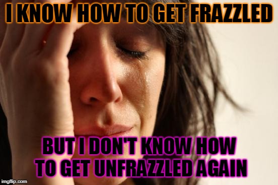 For Some of Us, the Answer is Memes. | I KNOW HOW TO GET FRAZZLED; BUT I DON'T KNOW HOW TO GET UNFRAZZLED AGAIN | image tagged in memes,first world problems,stress,frazzled,relax,life | made w/ Imgflip meme maker