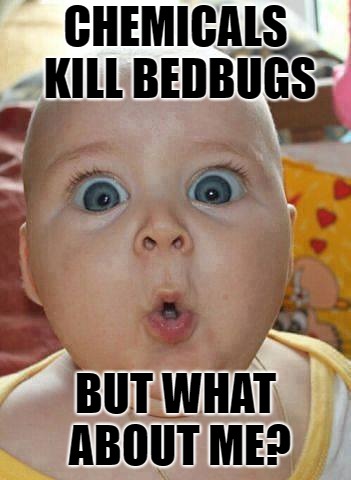 Poor Baby Bedbug | CHEMICALS KILL BEDBUGS; BUT WHAT ABOUT ME? | image tagged in baby shocked big eyes,nooooooooo,chemicals,bed bugs,bedbugs,poison | made w/ Imgflip meme maker