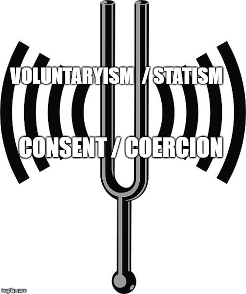 VIBRATIONS | VOLUNTARYISM  / STATISM; CONSENT / COERCION | image tagged in vibrations | made w/ Imgflip meme maker